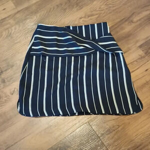 River Island Black White Striped Twist Waist Mini Skirt PPP